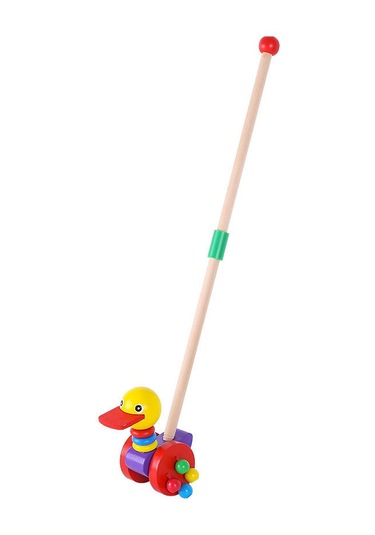 Dianziye Bebek Ahşap Yürüme Yardımcısı - Kuş Figürlü Tek Çubuklu Egzersiz Oyuncak - 0-3 Yaş Erken Öğretim Araçları