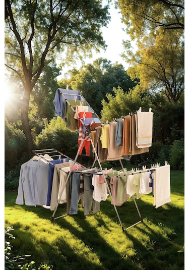 Flexdry 2 Katlı 25 Metre Asma Boylu, Uzun Ömürlü, Rahat Kullanımlı Çamaşır Kurutmalık Gri - Siyah