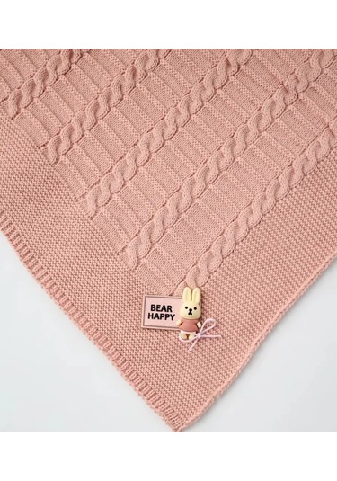 Mk Accessories Yenidoğan İçin Örgü Battaniye 100x100 Cm 269118676 Tozlu Pembe