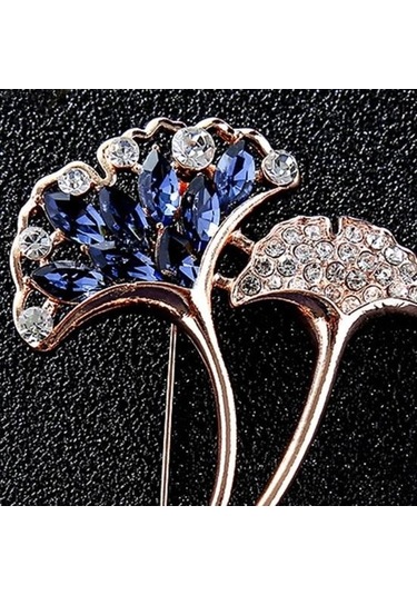 Gümüş Yaratıcı Ginkgo Yaprak Şekli Broş Pin Kore Tarzı Parlayan Rhinestone Mizaç Yaka Pin Sahte Ipek Eşarp Toka Giyim Aksesuarları Gümüş