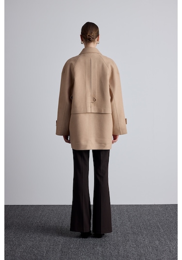 Mari Kruvaze Trenç Kaban Camel