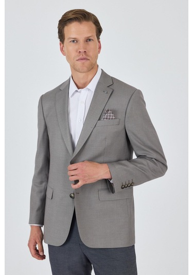 Koyu Vizon Mono Yaka Armürlü Tam Astar Esnek 4 Drop Comfort Fit Classic Ceket 1002250152 Koyu Vizon