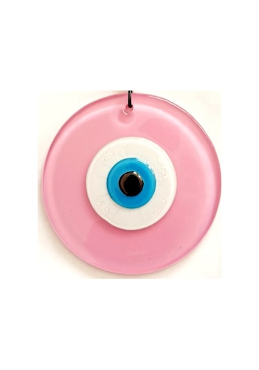 Pembe Renk Cam Nazar Boncuklu El Yapımı Özel Tasarım Duvar Süsü Hediyelik Eşya 02-10mm 5yards