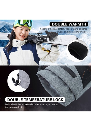 Moveevo Kışlık Beş Parmak Kayak Eldiveni - Su Geçirmez, Dokunmatik Ekran, Polar Astarlı, Bisiklet Ve Outdoor İçin Beyaz