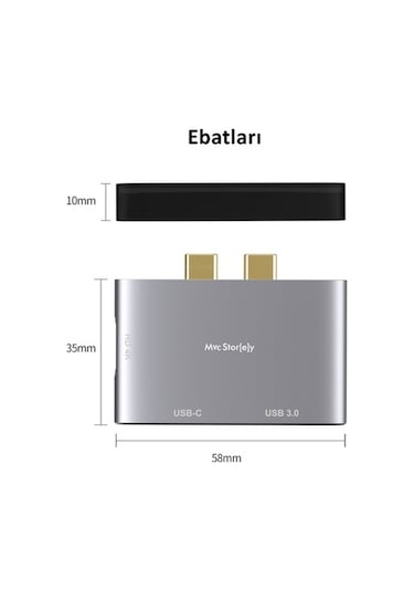 Usb Çoğaltıcı Çoklayıcı Usb-C Hdmı Çevirici 4K 1Xhdmı 1Xusb3.0-Gri