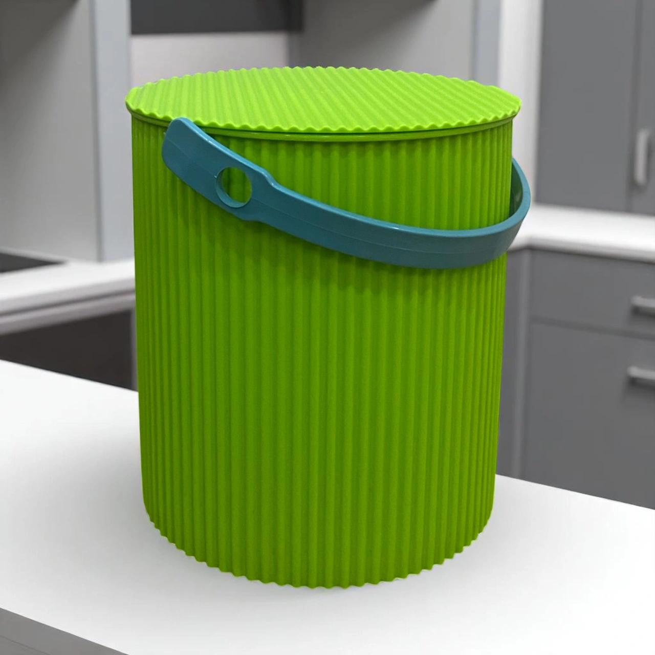 Rainbow Yeşil Yuvarlak Kova Piknik Sepeti Meyve Kovası