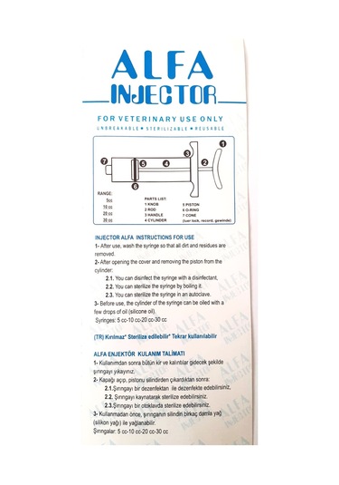 Alfa Mika Enjektör 5 Cc / 2 Adet İğne Hediye