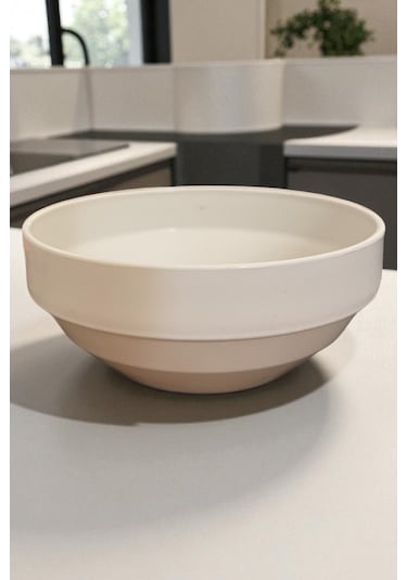 12'li Sert Plastik Çorba Kasesi Kırılmaz Yıkanabilir Beyaz