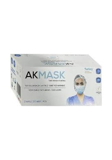 Ak Mask Tek Kullanımlık 3 Katlı Telli Cerrahi Maske 50 Adet