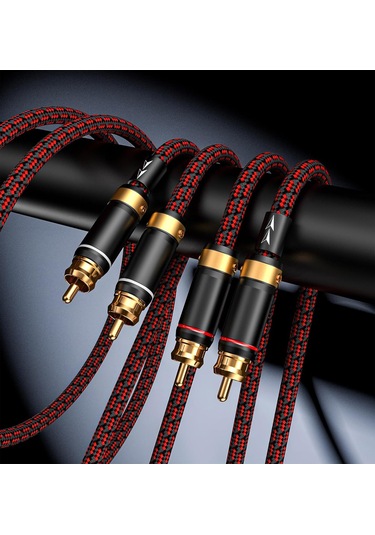 Fosenze Yüksek Kaliteli 2 Paket Rca Erkek-erkek Stereo Ses Kablosu, 4n Oksijensiz Bakır Çekirdek, 3u Altın Kaplama, 0.75m 2.5ft - Müzik Severler İçin, Hi-fi Ses Kalitesi