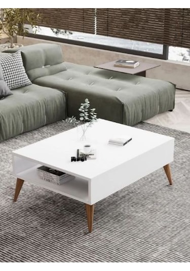 Orta Sehpa Masa Salon Sehpası Lüx Model 90x50x33 Beyaz