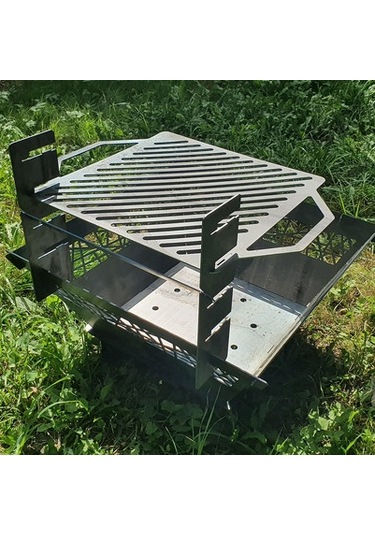 Portatif Ateş Çukuru Kademeli Izgaralı Bahçeniz İçin Dekoratif Siyah