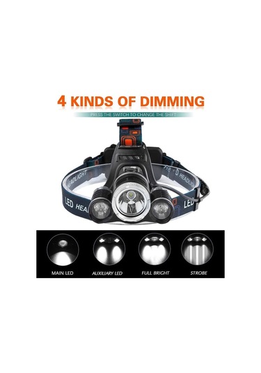 Şarj Edilebilir Led Kafa Lambası, 5000 Lümen Kafa Lambası, Süper Hafif T6 Led Kafa Lambası, 2 Pil İle Su Geçirmez Kafa Lambası. Diğer