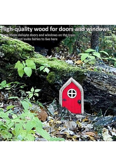 Minyatür Peri Cücesi Ev Kapısı - Bahçeler, Ağaç Heykelleri Ve Bahçe Dekoru İçin Açık Hava Ahşap Peri Kapısı, Hayal Gücüne Sahip Alanlar İçin Mükemmel