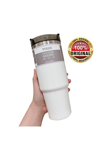 Vakum Paslanmaz Çelik Yalıtımlı Seyahat Termos Beyaz 890 ML Beyaz