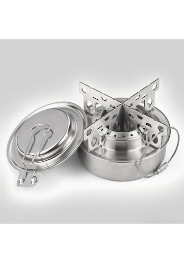 Hombey Lıxada Paslanmaz Çelik Alkollü Ocak Seti: Taşınabilir Kamp Ocağı, Çapraz Ayak Ve Yangın Söndürücü Kapağı İle, Hiking Ve Piknikler İçin Verimli Isıtma Gümüş