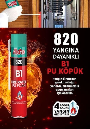 Akfix 820 Yangına Dayanıklı B1 Pu Köpük 750ML