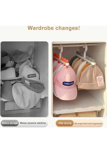 Novahub Gri 6 Klipler Şapka Çorap Organizatör Raf Asılı Doruğa Kap Eşarp Depolama Raf Askı Çok Fonksiyonlu Dolap Dolap Depolama Tutucu Gri Gri