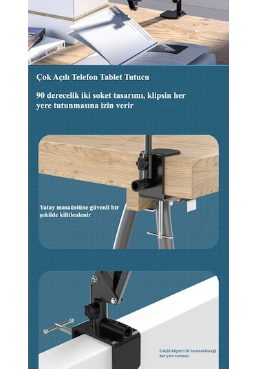 Dailytech 360 Derece Uzun Kol Tablet Telefon Tutucu Stand Stant