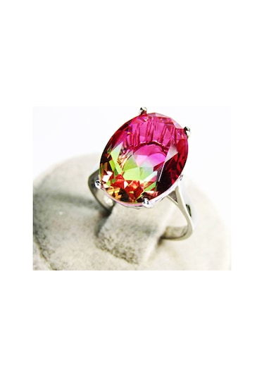 Gümüş Oval Turmalin Taşlı Kadın Yüzük