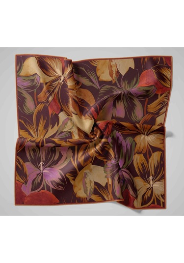 Silk Home Twill İpek Eşarp 11480-41 Patlıcan Moru, Lila, Taba, Yeşil, Hardal