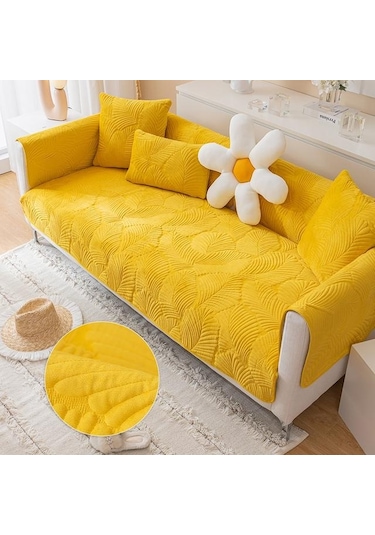 Sarı İskandinav Anti-skid Kalınlaşmış Jakarlı Yastık Sıcak Kapak Basit Yumuşak Pazen Kanepe Minder Örtüsü Deri Kanepe Ahşap Sandalye İçin 70x90cm