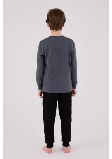 Rolypoly Erkek Çocuk Uzun Kol Pijama Takım Gri-1749 Gri