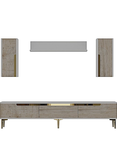 Tvr1803btg - Meyra Tvr180 Ünitesi Takım Beyaz-traverten-gold 180cm Beyaz-traverten-gold