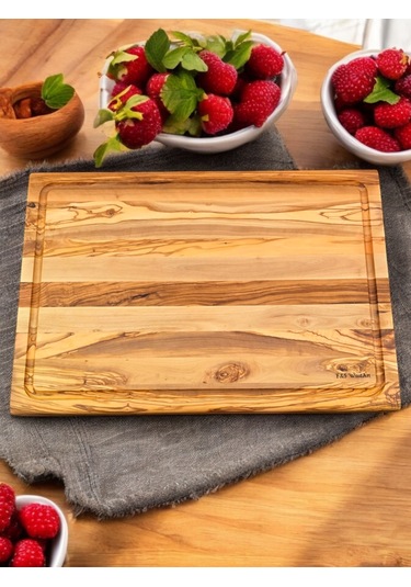 Zeytin Ağacı 40x27,5 Cm Oluklu Özel Kenar, Şef Tahtası