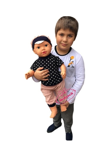 Mira Büyük Boy Türkçe Konuşan Et Bebek Elbiseli 60 Cm Videolu Beyaz-Saçlı Etbebek
