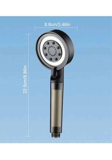 Masaj Başlı Filtreli Kireç Önleyici 5 Fonksiyon Duş Başlığı Siyah