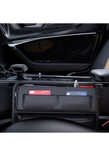 Tenfowee Araç İçi Deri Çok Bölmeli Depolama Çantası Şarj Delikli, Kolay Montaj, Siyah