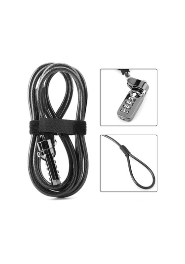 Shineyee 4 Basamaklı Yeniden Ayarlanabilir Kodu, Kaliteli Çelik Tel Ve Çinko Alaşımlı Kilid, 2m Uzunlukta, Bilgisayar/notebook İçin Anti-hırsızlık Kilit