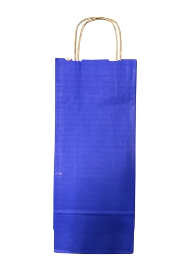 Kraft Kağıt Lacivert Şişe Poşeti 35x15x8 Cm 25'li