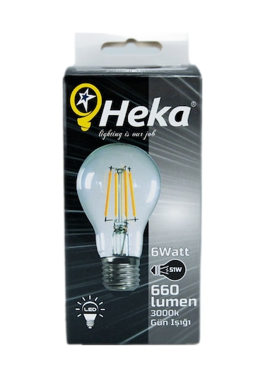 Heka 6W 230V 3000K E27 A60 Led Flamanlı Rustik Ampul