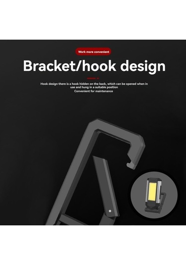 Opulentliving Çok Fonksiyonlu Usb Şarjlı Cob Led Çalışma Lambası - Katlanır Ve Askılı Siyah Siyah