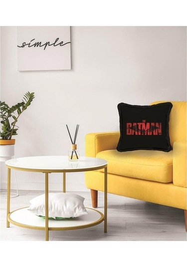 Black The Batman Kadife Yastık Warner Bros Lisanslı, Uluslararası Yıkama Ve Solmama Sertifikası Çok Renkli