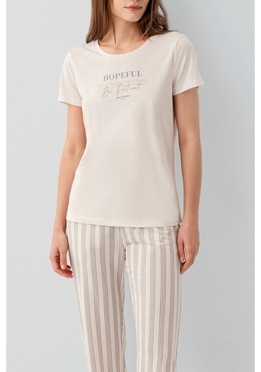 Pierre Cardin Kadın Krem Pijama Takım Pc9176-s-v2 Krem
