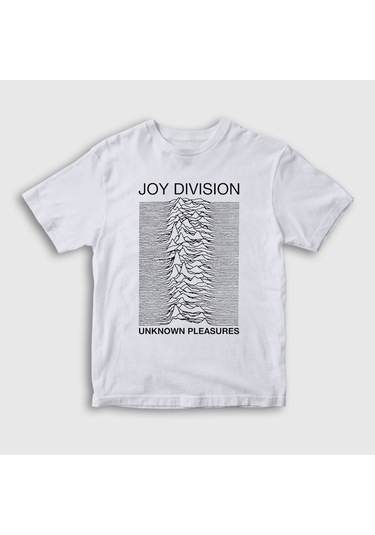 Presmono Unisex Çocuk Unknown Pleasures Joy Division T-shirt Beyaz
