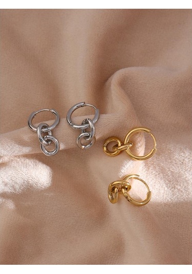 Gümüş Eetit Paslanmaz Çelik Yuvarlak Sıradışı Damla Küpe Kadınlar İçin Çok Renkli