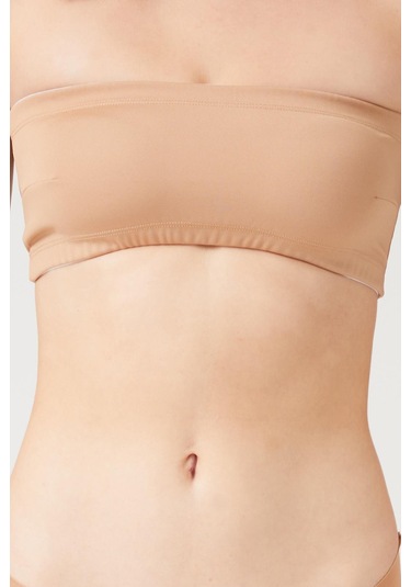 Straplez Crop Top Büstiyer Bronz Bakır