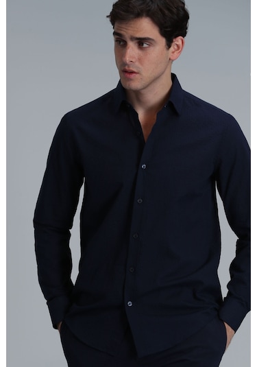Lufian Erkek Lıne Basic Comfort Fit Gömlek 111010614 Lacivert