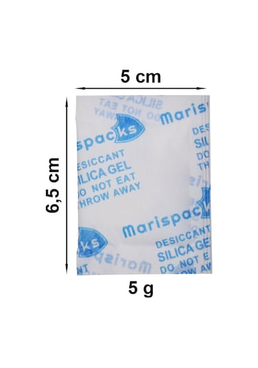 Marispacks 5 G X 50 Adet Silikajel Nem Alıcı Paket Nonwoven, Metalize Doypack Ambalajda