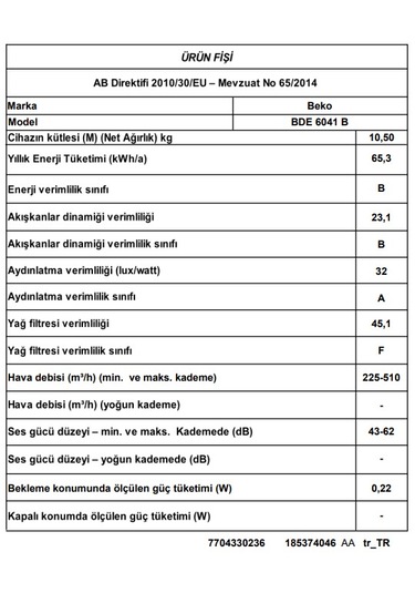 Beko BDE 6041 B Duvar Tipi Davlumbaz