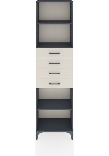 Arges Dolap 3 Raflı 4 Çekmeceli 60x30x221 Antrasit-aytaşı Antrasit