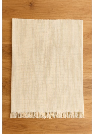 Elyaflı Müslin Battaniye 100x120 Cm Bej