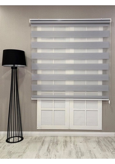 Donatti Zebra Stor Geniş Plise Güneşlik Perde Açık Gri Açık Gri