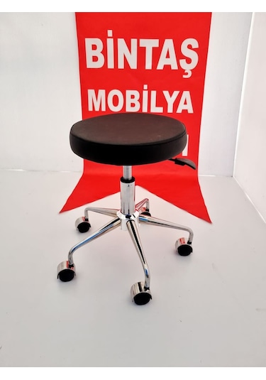 Pulsar Siyah Deri Tekerlekli Tabure