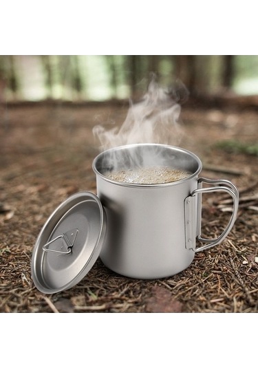 Pazly Ultralight Titanyum Pratik Katlanabilir Kamp Piknik Mug 750ml 400ml Gümüş Gümüş