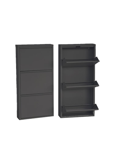 3'lü Metal Ayakkabılık - Siyah